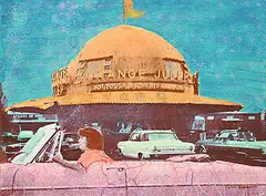 Carole Bondaroff, Curb Service, mixed media on canvas
