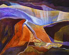 Penny Corradine, Waterfall, acrylic and mixed media on canvas