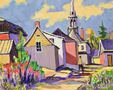 Jean-Guy Desrosiers, Derriere L'eglise [St. Tite Des Caps Charlevoix], oil on wood board