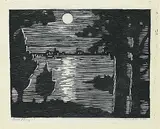 Our Bay! by Mary Alexandra Bell Eastlake, 1935, lino block on paper, sold May 2024