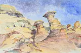 Rosemarie Gall, Untitled - Badlands Beauty, 1980, watercolour on paper
