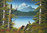 Levine Flexhaug, Untitled - Stag Overwatch, oil on wood board