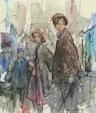 Charles Gilder, Untitled - All Aboard, watercolour on paper