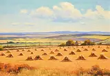 Roland Gissing, Harvest in the Prairie, 1964, oil on canvas board