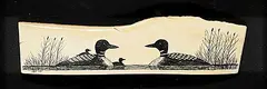 David Goldsmith, Canadian Loon Family, 2007, scrimshaw on bone
