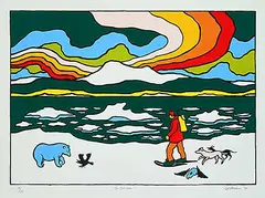 Ted Harrison, The Blue Bear #74/150, 1980, colour silkscreen on paper