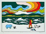 Ted Harrison, The Blue Bear #74/150, 1980, colour silkscreen on paper