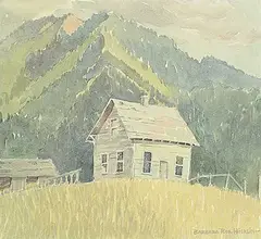 Barbara Roe Hicklin, Untitled - Cabin in the Hills, watercolour on paper