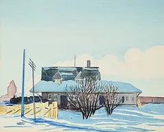 Untitled - Sutherland Railway Station by Robert Newton Hurley, 1930, watercolour on paper, sold May 2024
