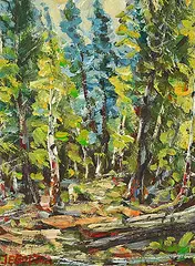Otto Jegodtka, Through the Trees, oil on wood board