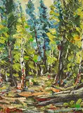 Otto Jegodtka, Through the Trees, oil on wood board