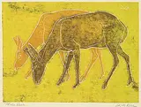 Mule Deer by Illingworth Kerr, monotype on paper, sold May 2024