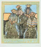 Dora Helen Mackie, Going Back #17/50, colour etching and wood block on paper