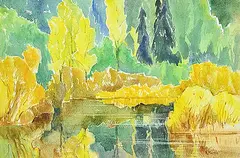 Dora Helen Mackie, Untitled - Shades of Green, watercolour on paper