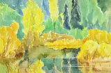 Dora Helen Mackie, Untitled - Shades of Green, watercolour on paper