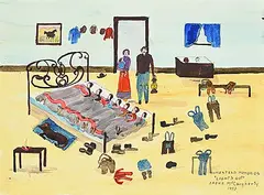 Irene E. McCaugherty, Homestead Memories [Lights Out], 1993, watercolour and ink on paper