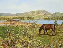 Carolyn Menu, Untitled - Thoroughbred, acrylic on wood board