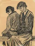 James McLaren Nicoll, Figures, crayon on paper