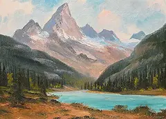 Frederick Priddat, Mt. Sir Donald Kicking Horse River, oil on canvas