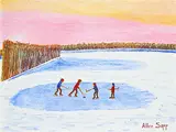 Allen Sapp, Untitled - Winter Scrimmage, acrylic on canvas
