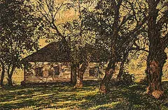 Herbert Otto Sellin, Old Hudson's Bay Trading Post, 1983, acrylic on wood board