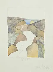 Untitled - The Road Bends Toward You by Robert William Sinclair, 1975, watercolour on paper, sold May 2024