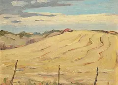 Stubble Field by John Davenall Turner, oil on wood panel, sold May 2024