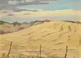 John Davenall Turner, Stubble Field, oil on wood panel
