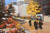 Jim Vest, Downtown Street Scene [Calgary], acrylic on canvas board
