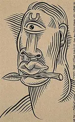 Jan Wade, Cyclops, Tree, Nature and Luck - Man and Psychic Forces, 1994, ink on paper
