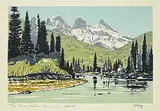 George Weber, The Three Sisters, Canmore, Alberta, 1970, colour silkscreen on paper