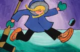 William Roy Brownridge, The Goalie with Golden Hair, acrylic on canvas