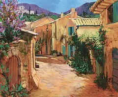 Philip Craig, Street in Tuscany [Lilac Time], 2001, oil on canvas