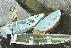 Adrian Dingle, Gondolier, oil on wood board