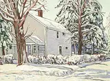 William Duma, Snow Covered Hedge, oil on canvas