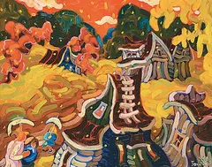 Real Fournier, Pluie de Soleil, acrylic on canvas