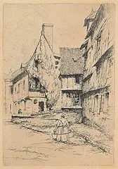 Clarence Gagnon, Rue A Caudebec-en-caux, 1905, etching on paper