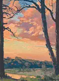André Lapine, Untitled - Summer Sunset, oil on paper board