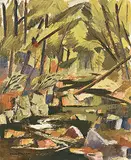 Henri Leopold Masson, Stream and Rocks, oil on canvas