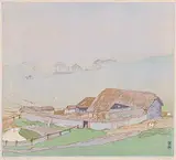 Walter J. Phillips, The Field Barn #17/100, 1925, colour wood block on paper
