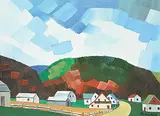 Claude Picher, Village in the Gaspesian Mountains, 1990, acrylic on canvas
