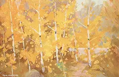 Thomas Keith Roberts, October, Birch Trees, oil on wood board