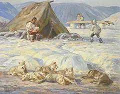 Adam Sherriff Scott, Inuit Encampment, Baffin Island, oil on canvas