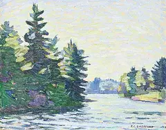 Peter Clapham Sheppard, West View, Prospect Lake, Muskoka, oil on paper board