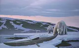 Christopher Walker, Untitled - Polar Bear and Kayak, 1994, acrylic on wood board