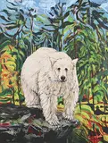 Maureen Enns, Spirit Bear in Great Bear Rainforest, 2016, mixed media on canvas