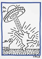 Keith - Attributed to Haring, Untitled - Dog and UFO, felt pen on paper