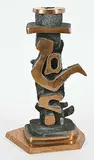 Roy Leadbeater, Untitled - Candlestick with Abstract Symbol Stem #1/1, bronze sculpture