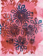 Philip Taaffe, Untitled - Red and Blue Flowers, 1995, watercolour monoprint on paper