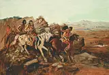 Charles - After Russell, Ambush of a Pack Train, oil on canvas